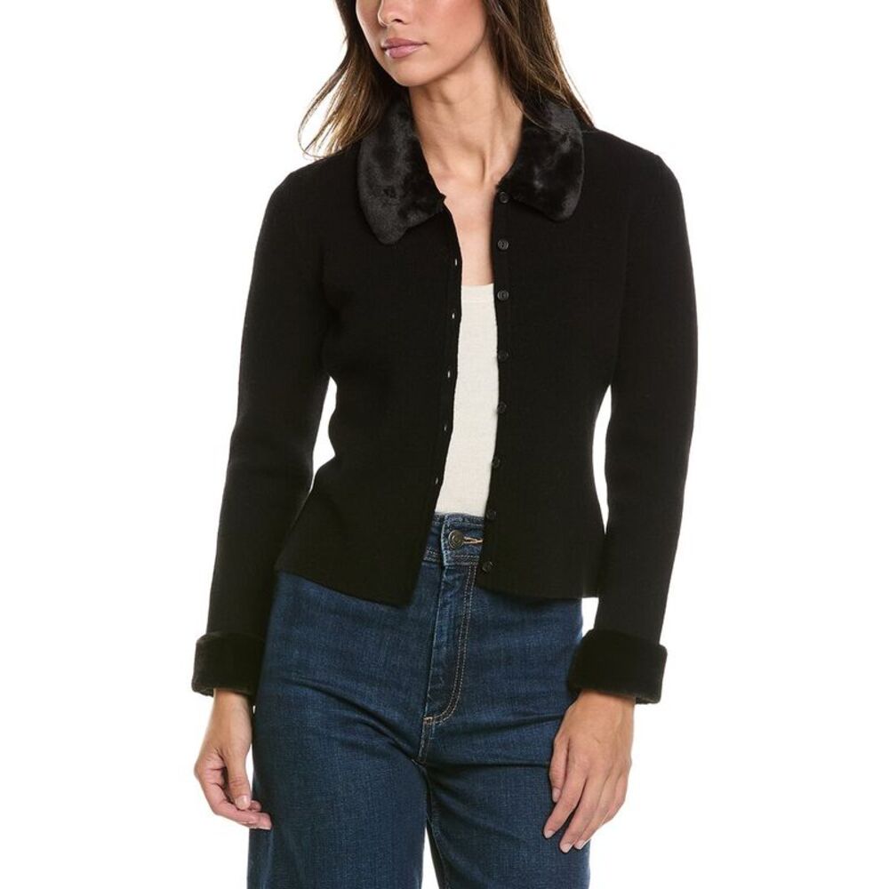 Alashan Cashmere Womens  Evy Wool Cardigan, Black
